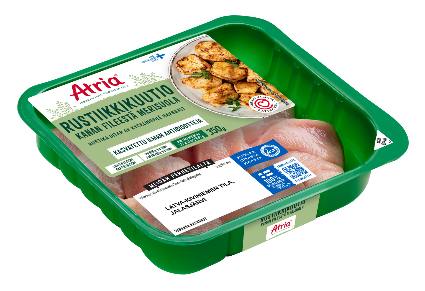 Atria perhetilan kana mehevä rustiikkikuutio fileestä 350g
