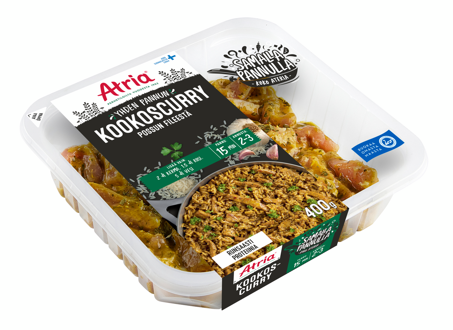 Atria Yhden Pannun kookoscurry possun fileestä 400 g