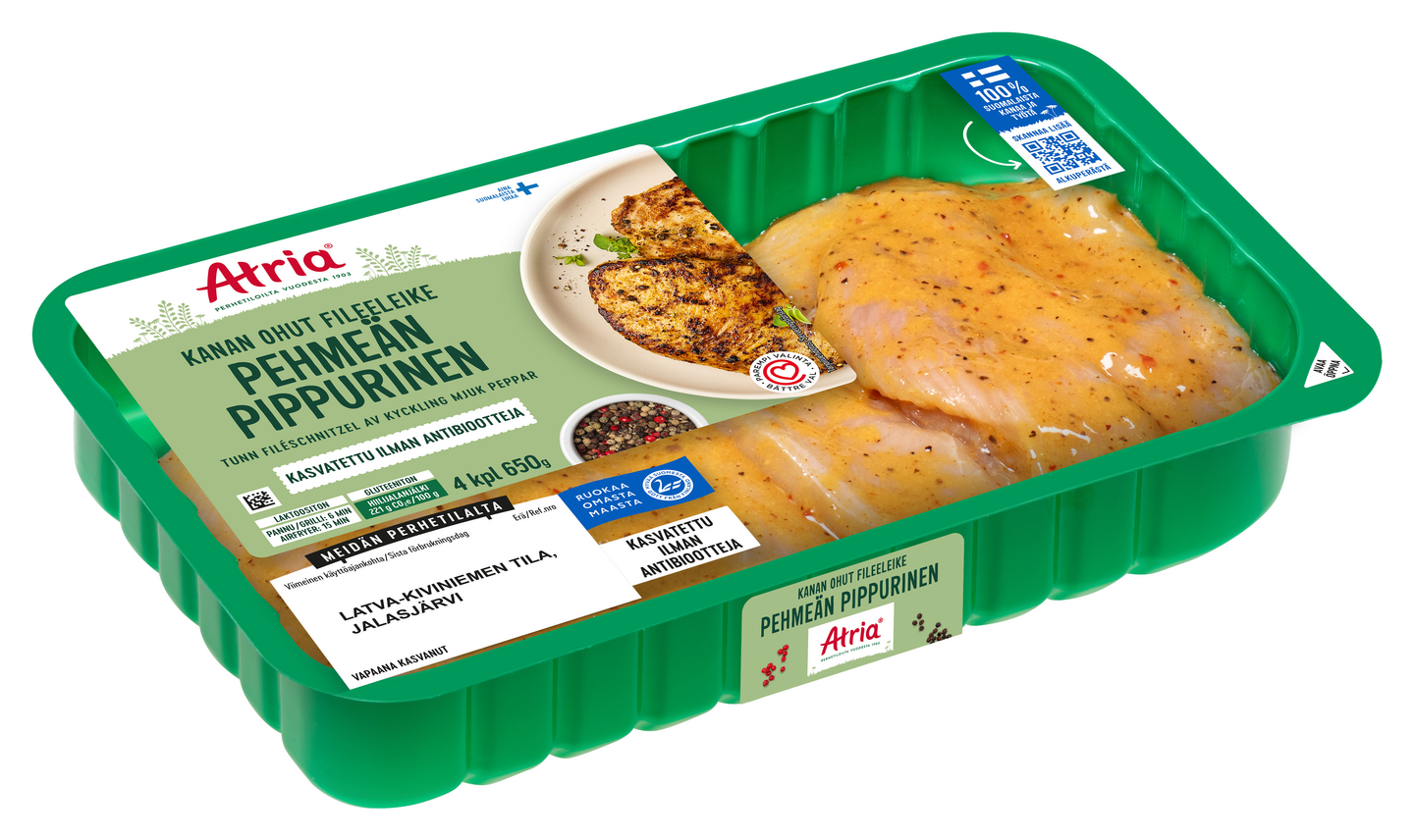 Atria kanan ohut fileeleike pehmeän pippurinen 650g