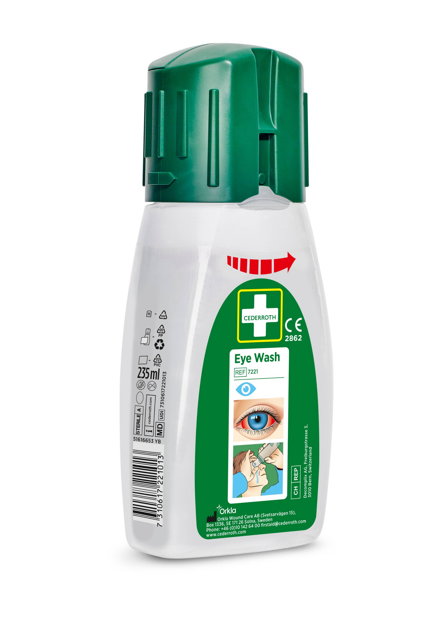 Cederroth silmänhuuhtelupullo taskukoko 235ml 18kpl