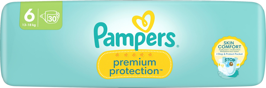 Pampers Premium Protection teippivaippa S6 13+kg 30kpl