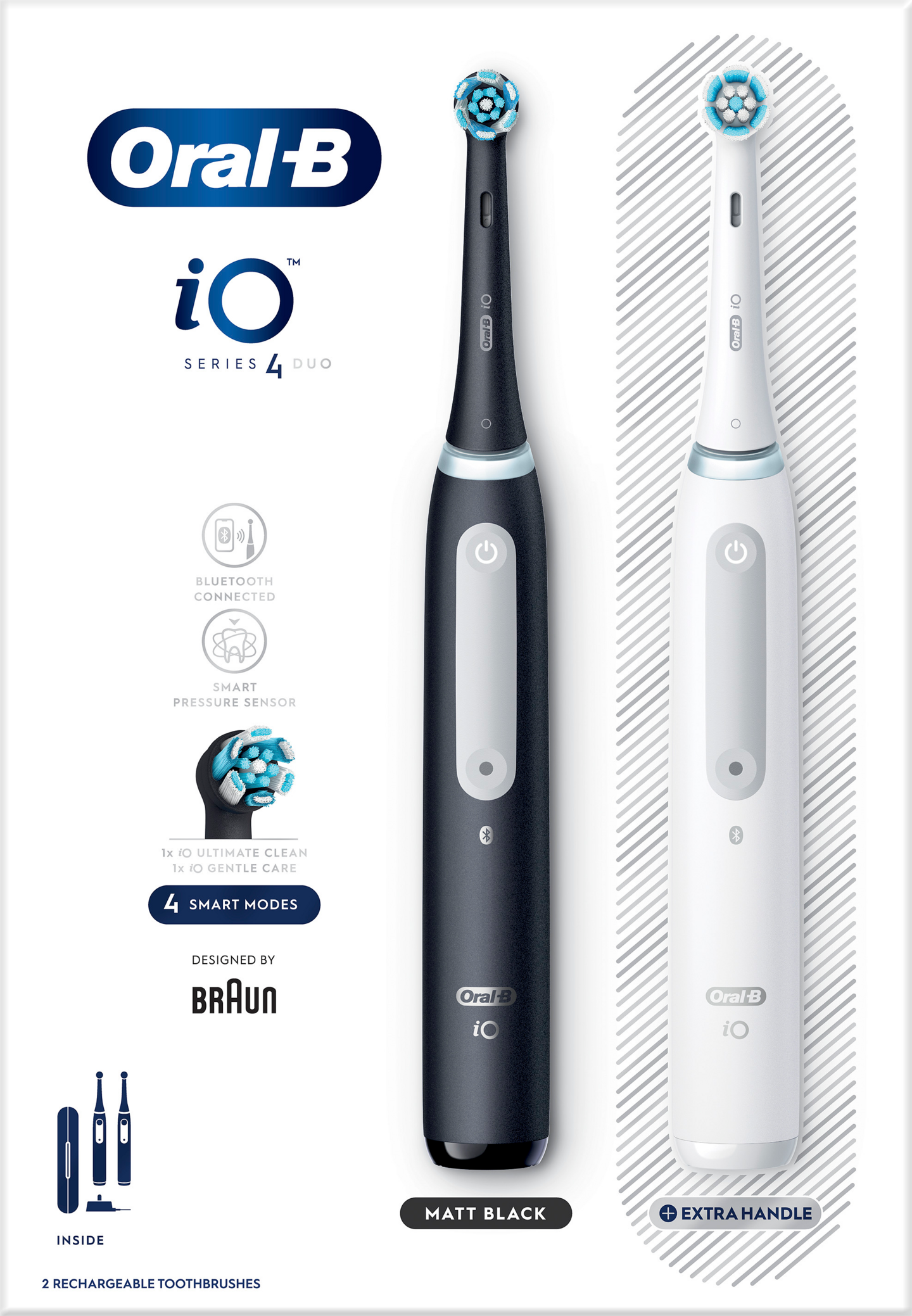 Oral-B iO4 Duo -sähköhammasharja 2 kpl, musta ja valkoinen