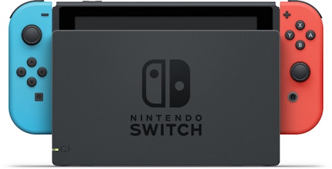 Nintendo Switch pelikonsoli värillisillä ohjaimilla