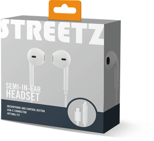 Streetz USB-C -nappikuulokkeet, valkoinen