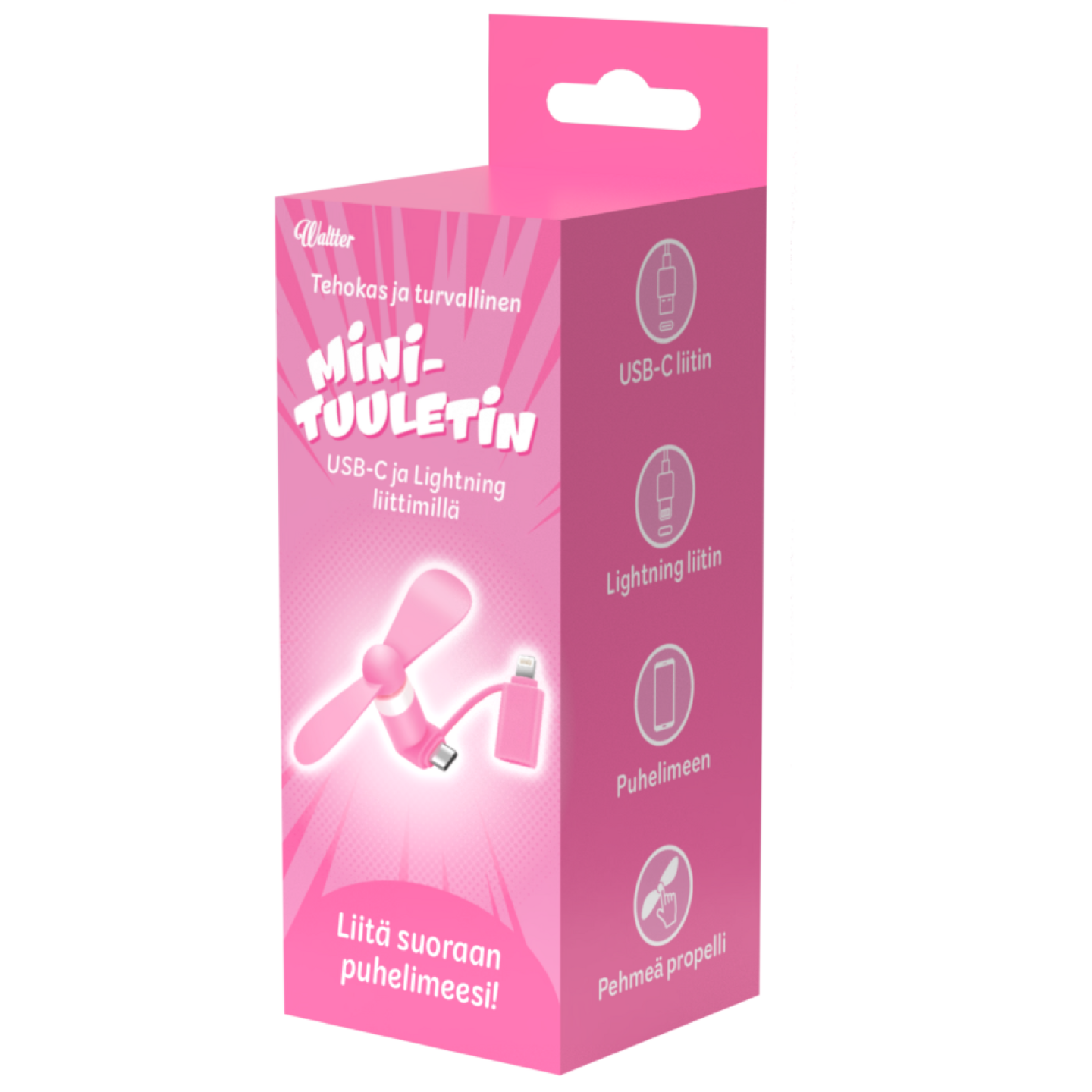 Waltter USB-minituuletin, pinkki
