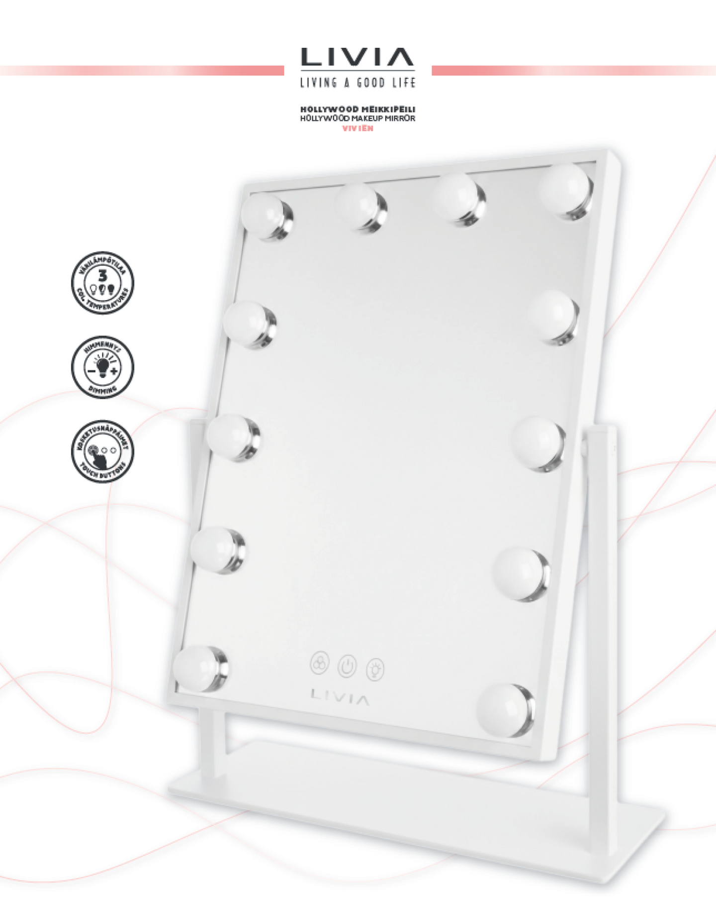 Livia Hollywood 12 x LED -meikkipeili