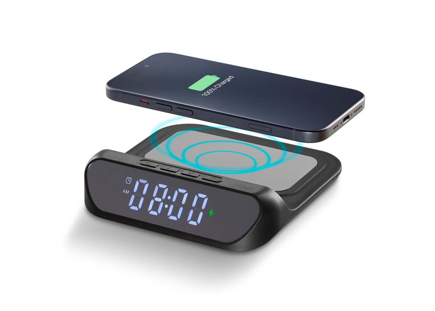 Cellularline Smart Clock -herätyskello latausalustalla
