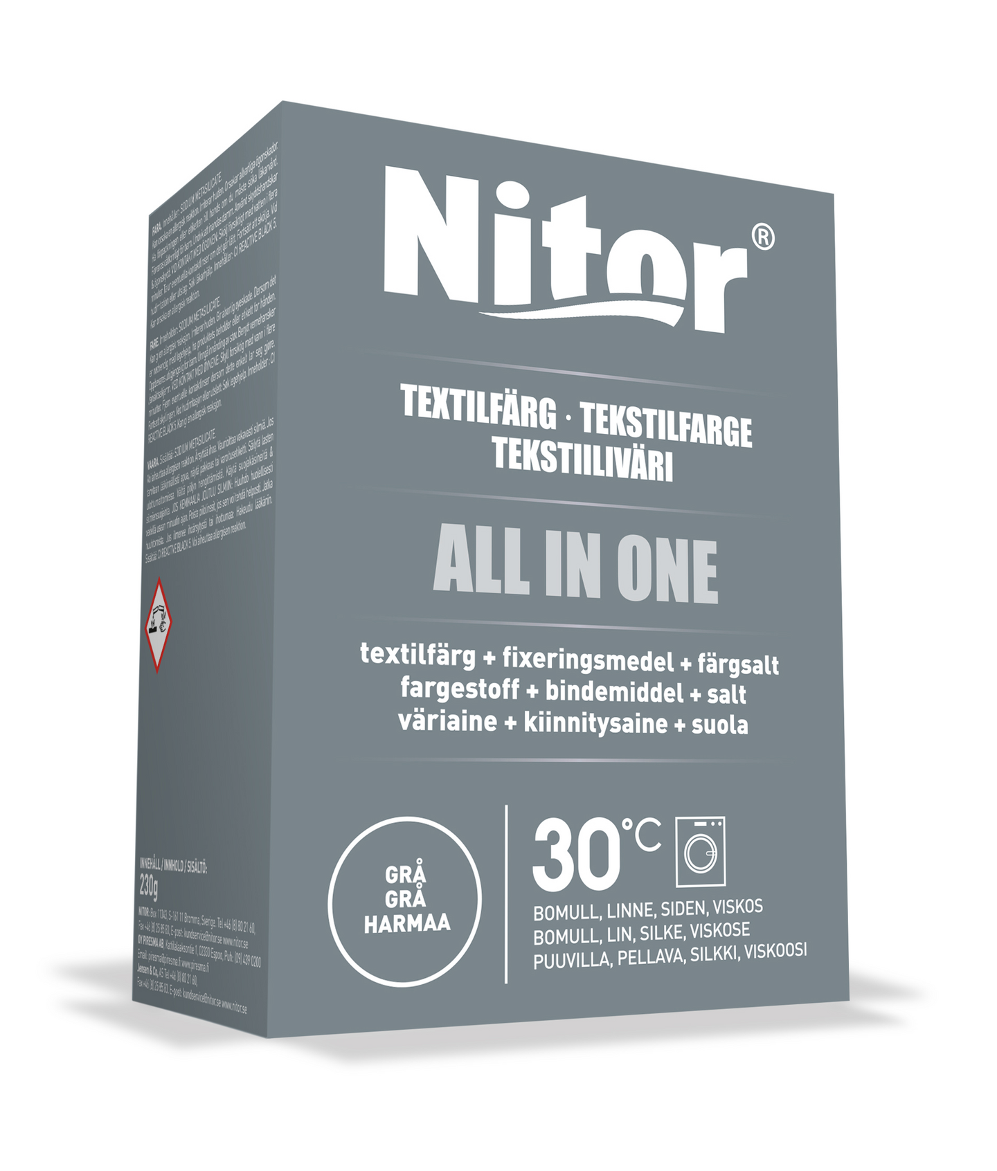 Nitor tekstiiliväri All in one 230g harmaa