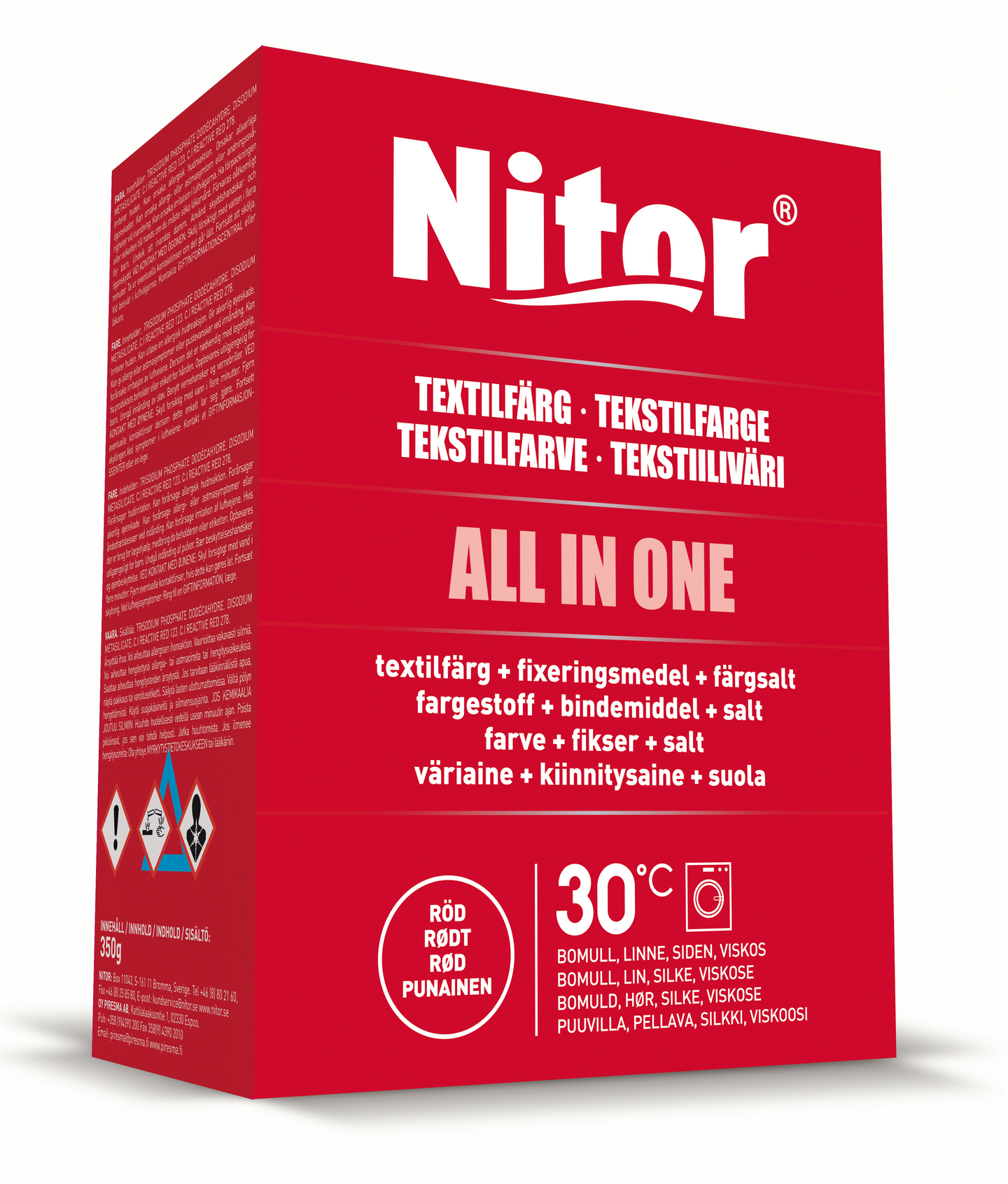 Nitor tekstiiliväri All-in1 350g punainen