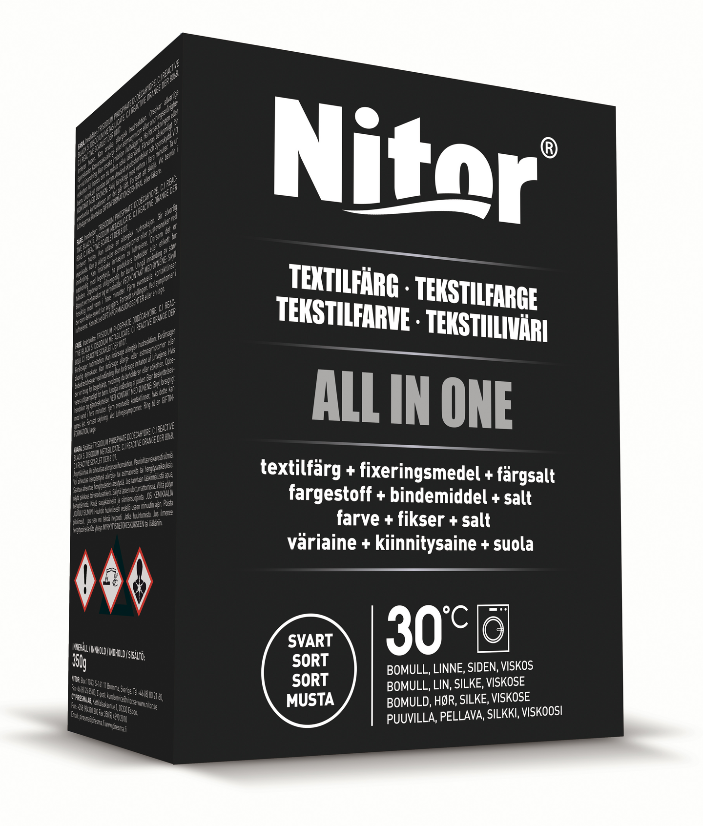 Nitor tekstiiliväri All-in1 350g musta