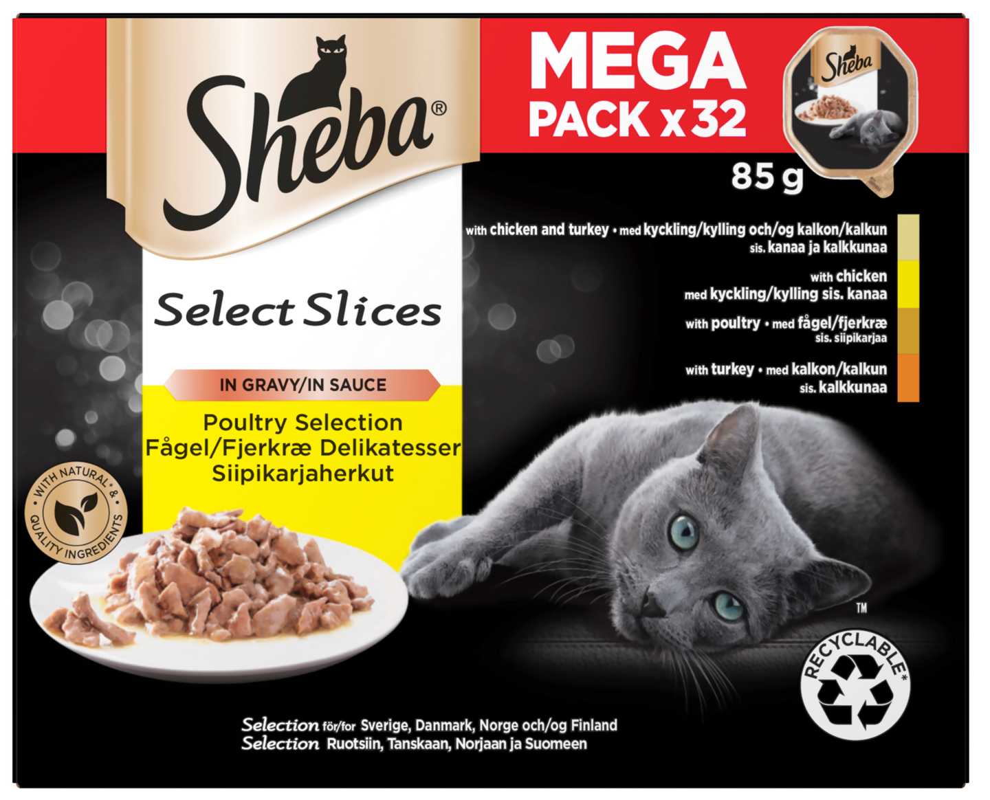Sheba Select Slice 32x85g siipikarjaa kastikkeessa 1/2 lava