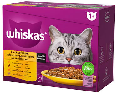 Whiskas 1+ siipikarjaherkut kastikkeessa 12x85g