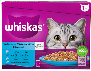 Whiskas 1+ kalasuosikit hyytelössä 12x85g