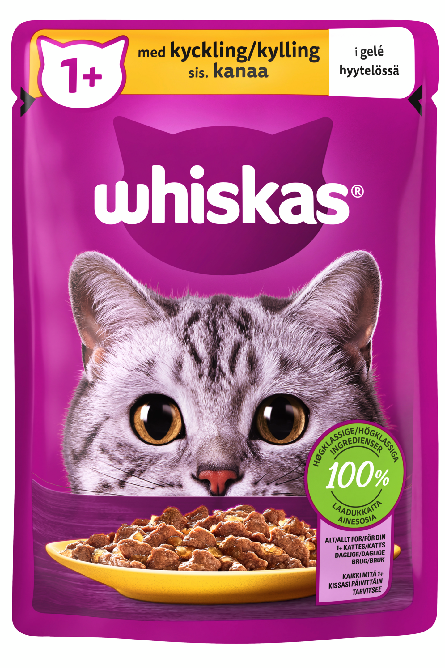 Whiskas 1+ Kanaa Hyytelössä 85g