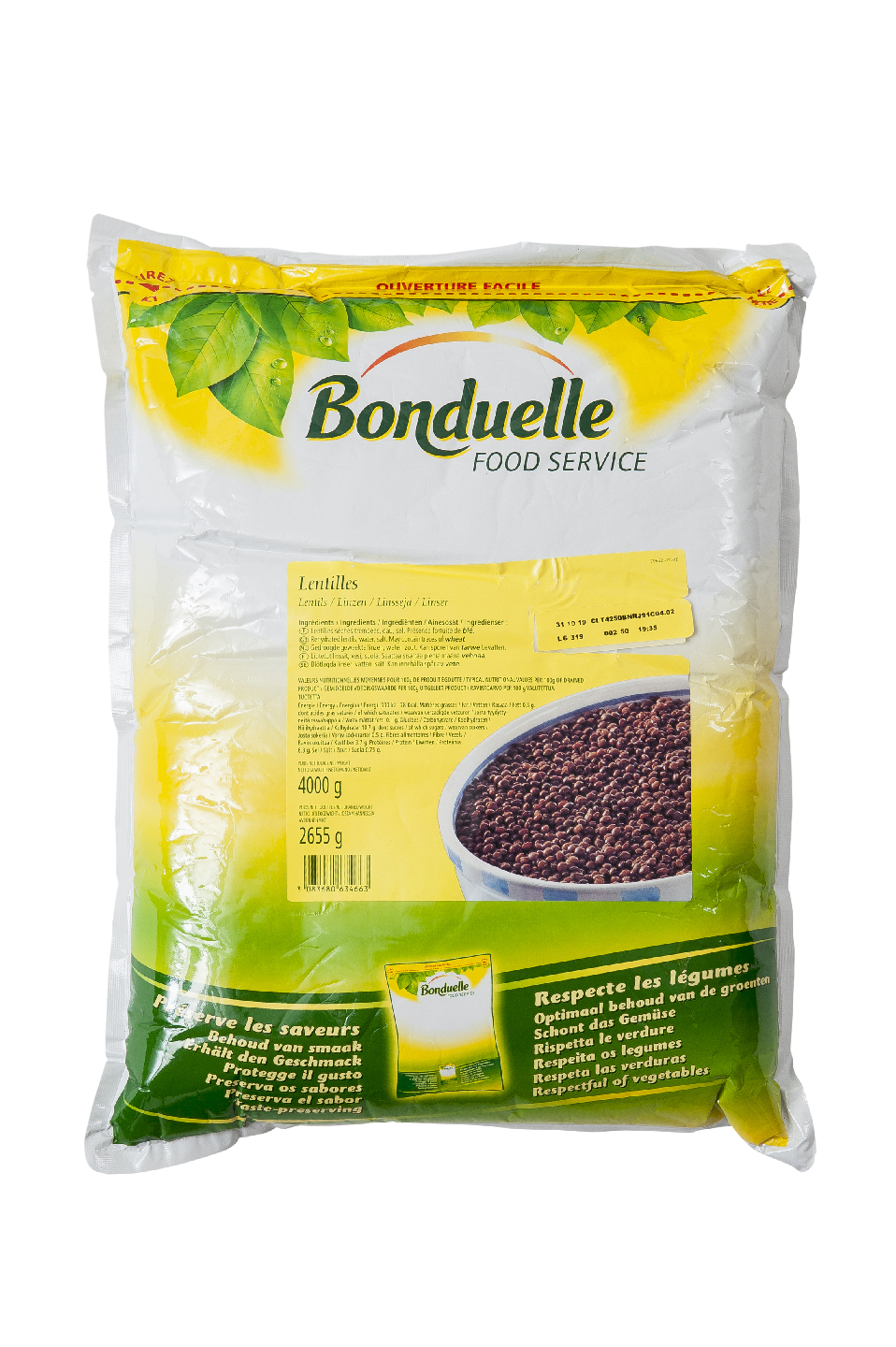 Bonduelle vihreät linssit 4kg/2,655kg