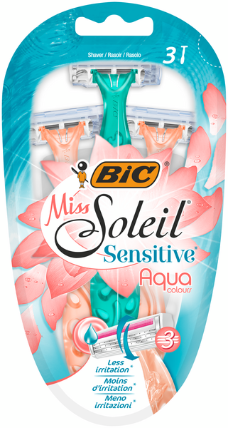 Bic Miss Soleil Sensitive Aqua Colours 3-pack varsiterä