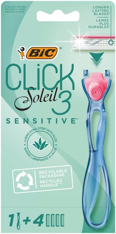 Bic Click Soleil 3 Sensitive varsi ja vaihtoterät 4kpl