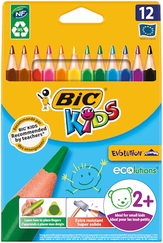 BIC Kids kolmiovärikynä Evolution Triangle 12 kpl
