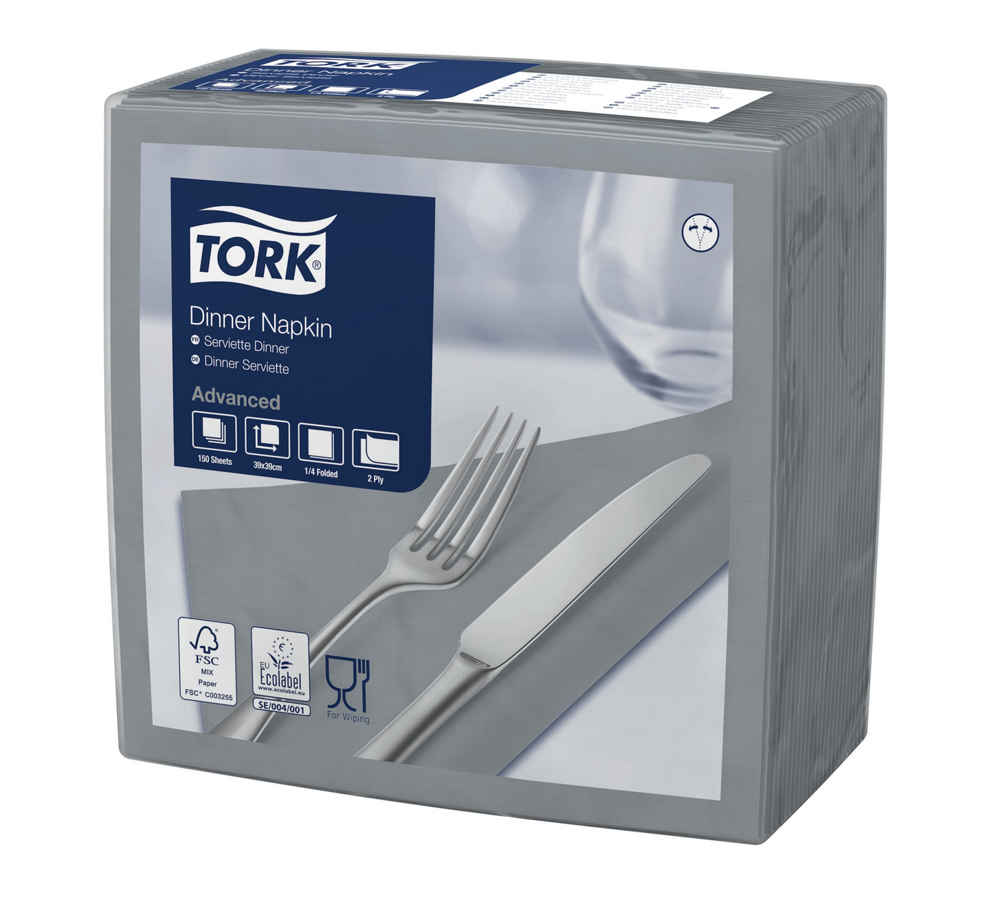 Tork Dinner lautasliina harmaa 39cm 2-krs 1/4-taitto 150kpl