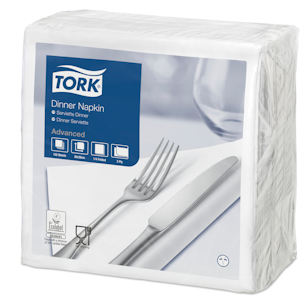 Tork Dinner-lautasliina valkoinen 150 kpl/39cm 2 krs 1/4taitto