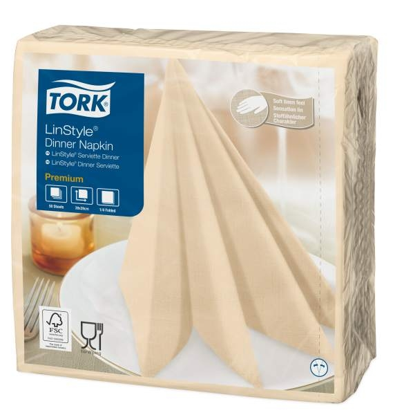 Tork Linstyle Dinner-lautasliina kerma 50kpl/39cm 1/4taitto