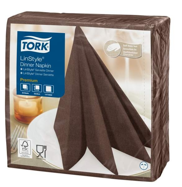 Tork Linstyle Dinner-lautasliina kaakao 50kpl/39cm 1/4taitto