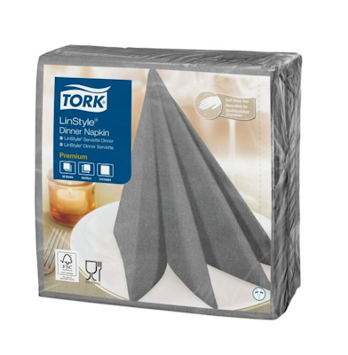Tork Linstyle Dinner-lautasliina harmaa 50kpl/39cm 1/4taitto