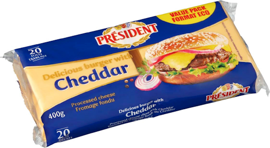 Président cheddar sulatejuustoviipaleet 400g