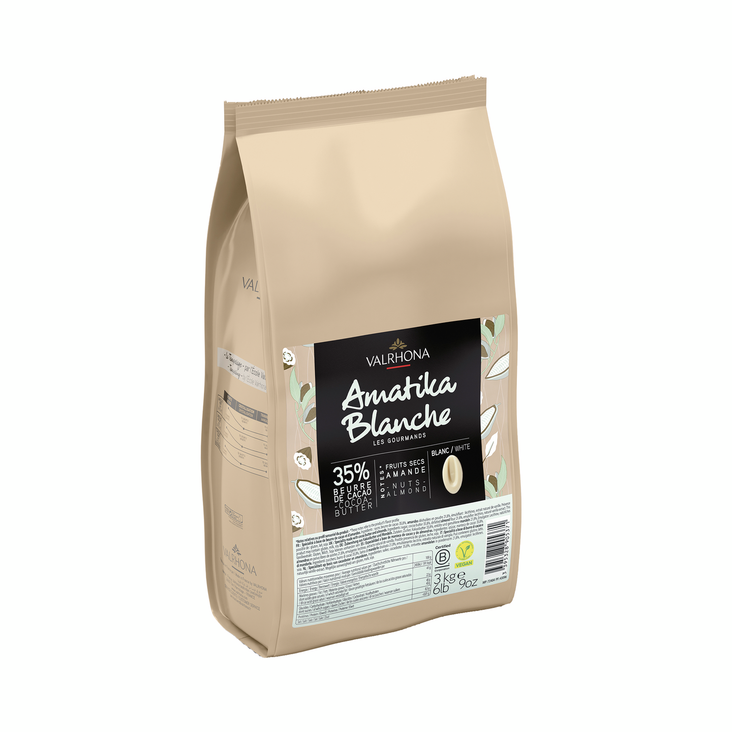 Valrhona Amatika Blanche 35% vegaaninen suklaa 3kg