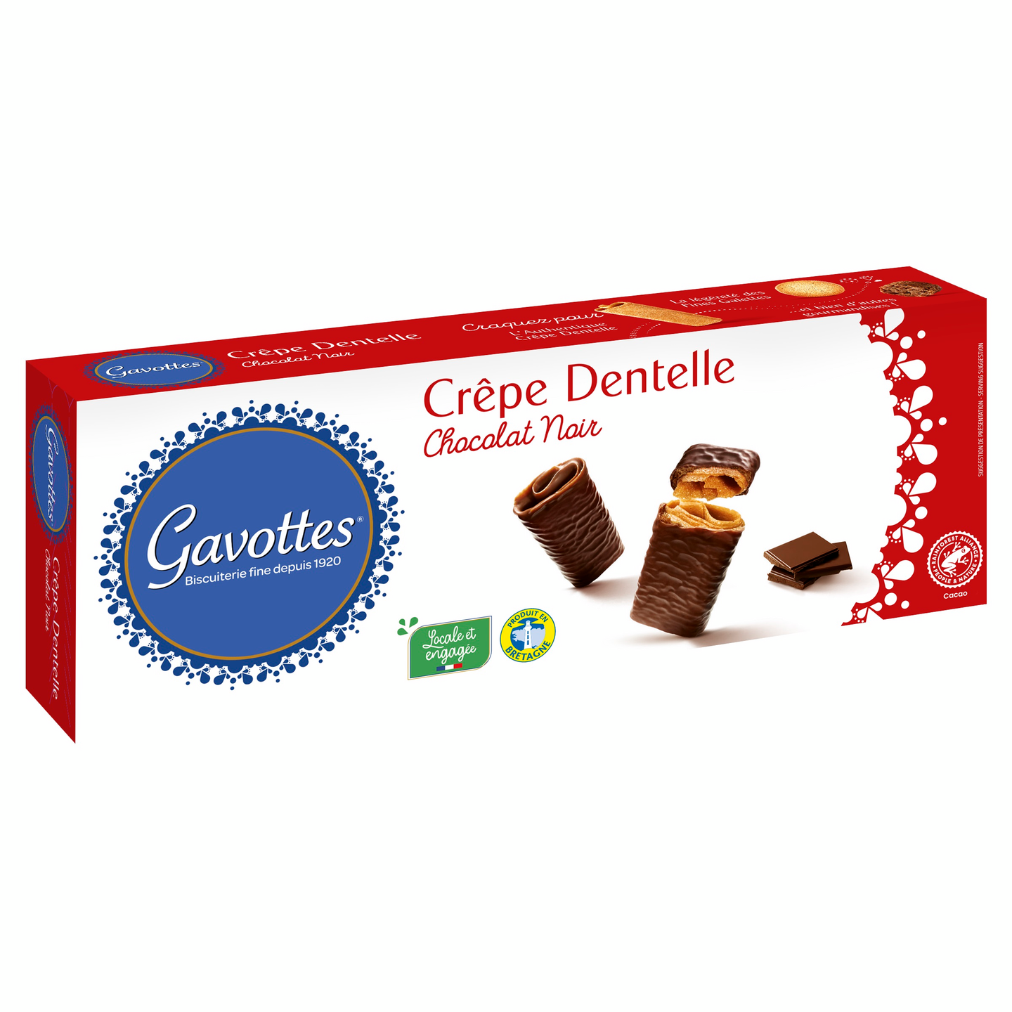 Gavottes Crêpe Dentelle keksi 90g tumma suklaa RFA