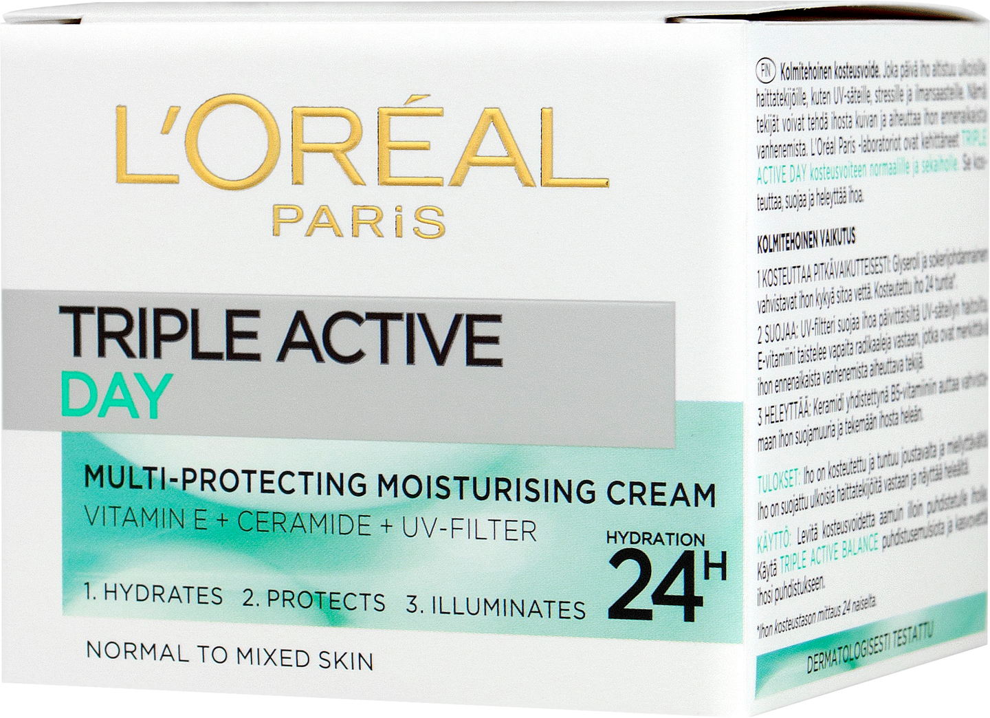 L'Oréal Paris Triple Active kosteuttava päivävoide normaalille ja  sekaiholle 50ml — HoReCa-tukku Kespro