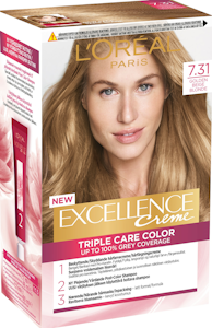 L'Oréal Paris Excellence Creme 7.31 kestoväri Golden Beige Blonde Tummanvaalea kultatuhka