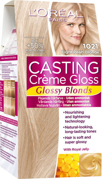 L'Oréal Paris Casting Crème Gloss 1021 Light Pearl Blonde Kirkas Helmenvaalea kevytvär