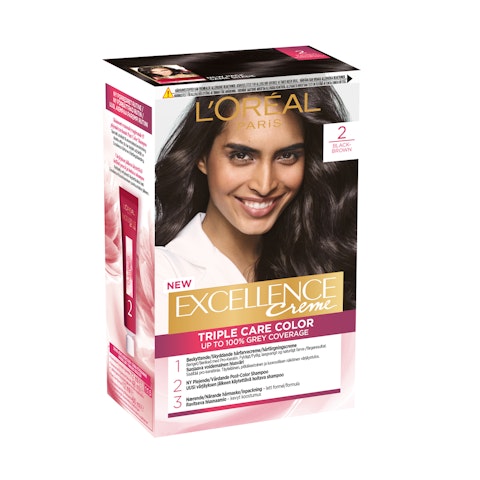L'Oréal Paris Excellence Creme 2 Black Brown hiusväri mustanruskea