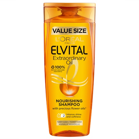 Loreal Paris Elvital shampoo 400ml Extraordinary Oil normaaleille ja kuiville hiuksille