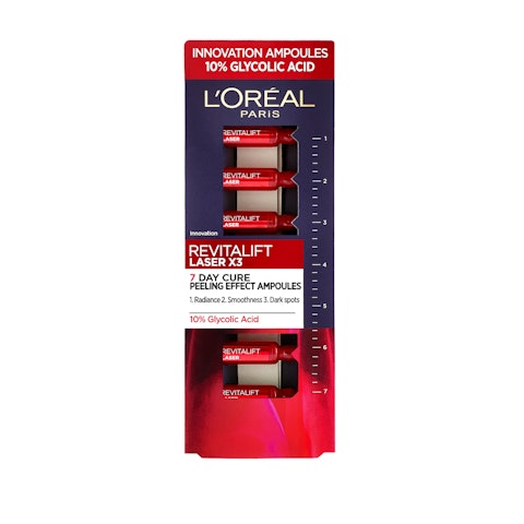 L'Oréal Paris Revitalift Laser 7 päivän ampullit, joilla on ihoa tasoittava kuoriva vaikutus 7x1ml