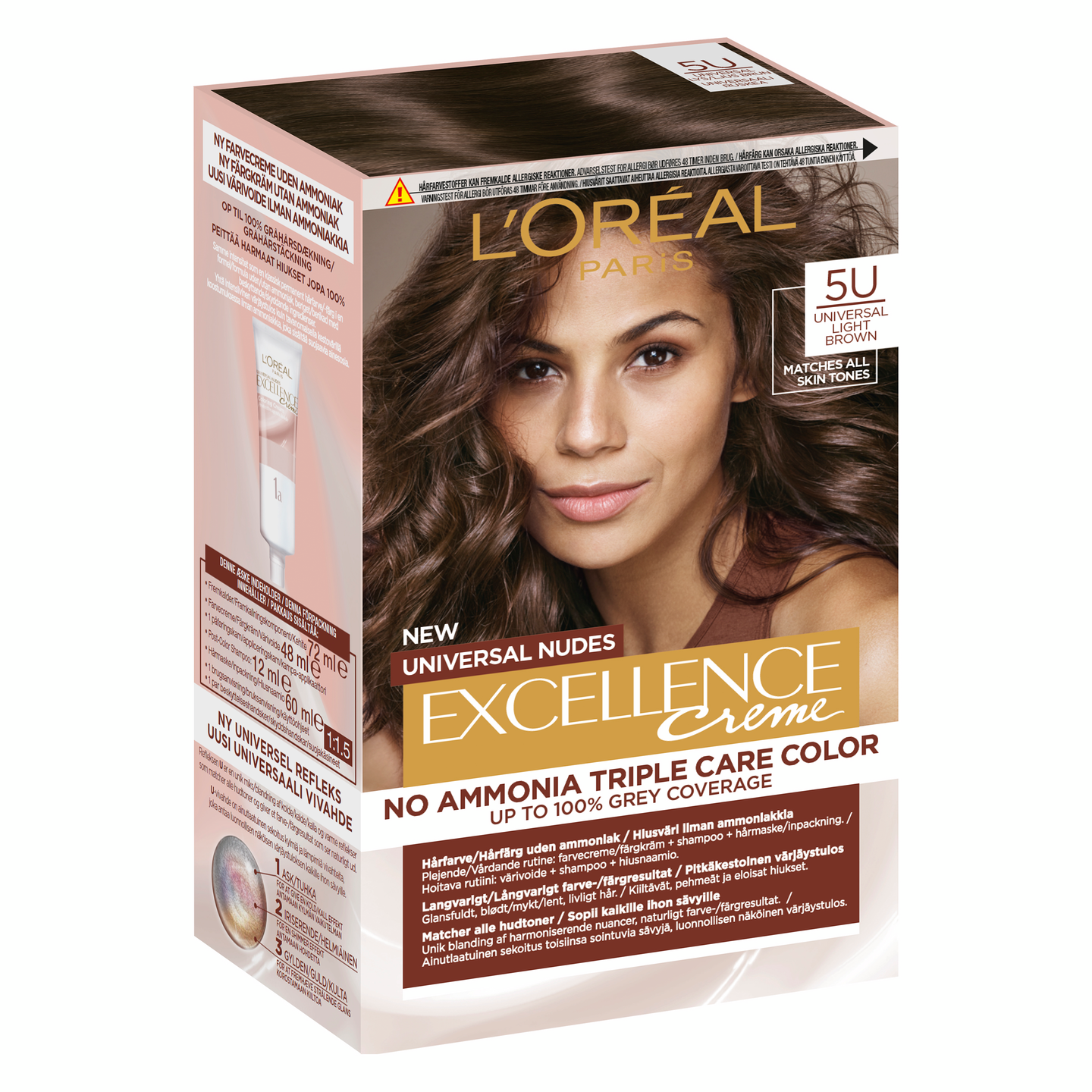 L'Oréal Paris Excellence Creme 5U Universal Light Brown kestoväri ilman ammoniakkia 1kpl