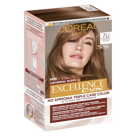 L'Oréal Paris Excellence Creme 7U Universal Blonde kestoväri ilman ammoniakkia 1kpl