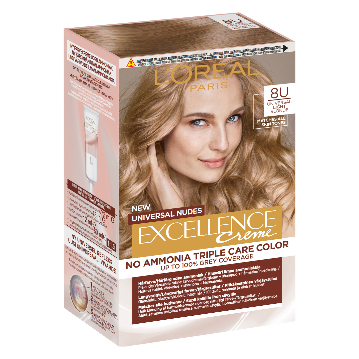 L'Oréal Paris Excellence Creme 8U Universal Light Blonde kestoväri ilman ammoniakkia 1kpl