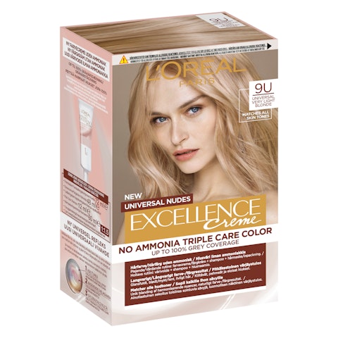 L'Oréal Paris Excellence Creme 9U Universal Very Light Blonde kestoväri ilman ammoniakkia 1kpl