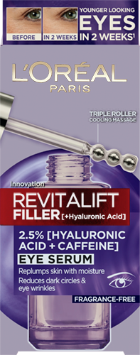 L'Oréal Paris Revitalift Filler 2,5% Hyaluronic Acid + Caffein Eye Serum silmänympärysalueelle 20ml