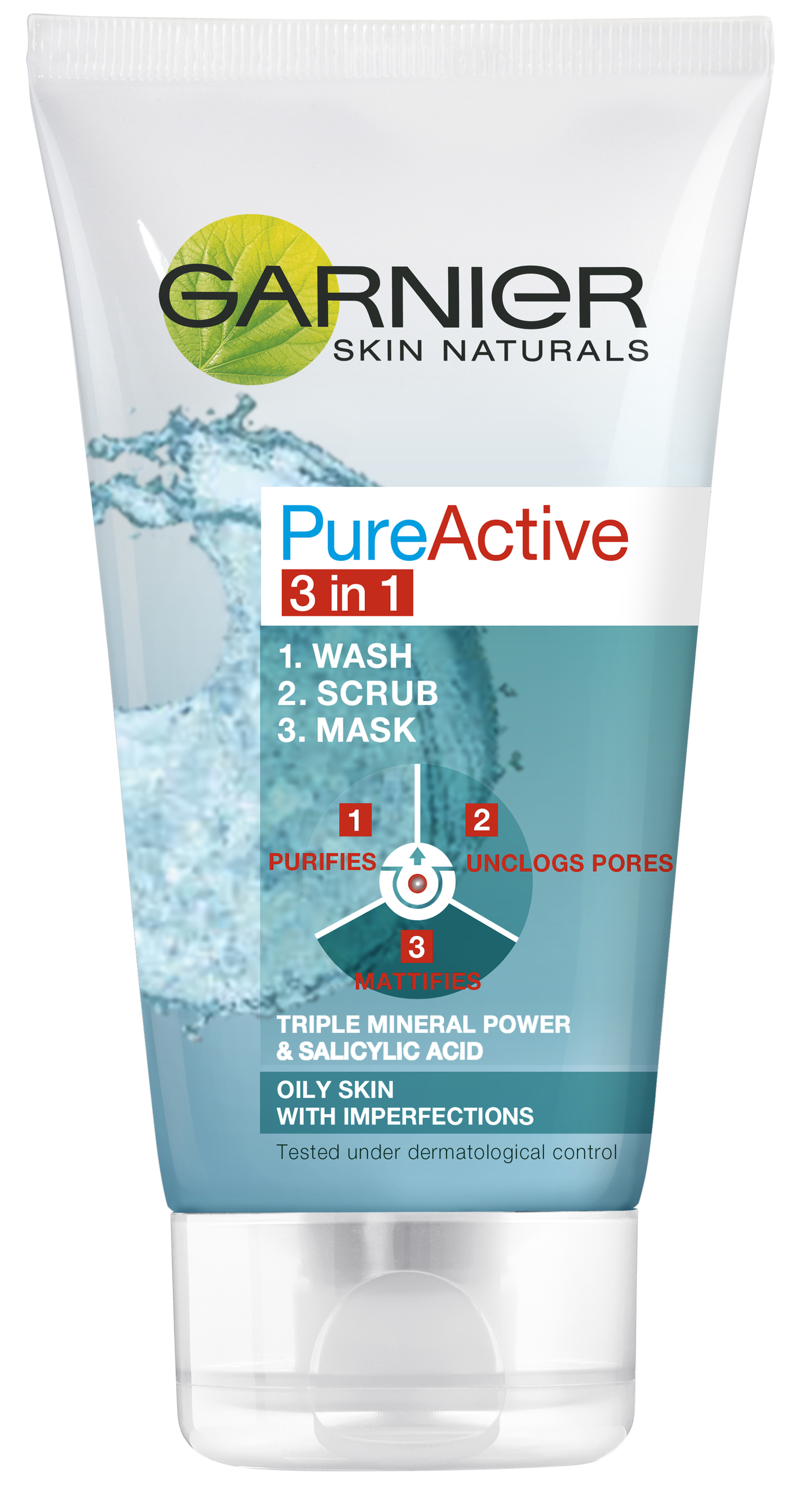 Garnier Skin Active Pure Active 3in1 kuoriva puhdistusnaamio 150ml