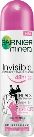Garnier deo spray 150ml Mineral Woman Invisible Black, White&Colors