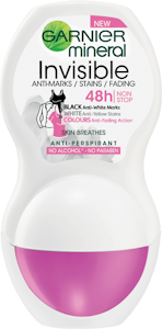 Garnier Mineral antiperspirant roll on 50ml Woman Invisible Black, White&Colors