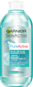 Garnier SkinActive Pure Active All-in-1 Micellar puhdistusvesi 400ml rasvoittuvalle ja sekaiholle