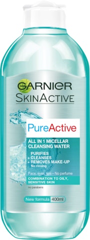 Garnier Skin Active Pure Active All-in-1 Micellar puhdistusvesi 400ml  rasvoittuvalle ja sekaiholle