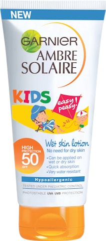 Garnier Ambre Solaire Kids Wet Skin sk50+ aurinkosuojaemulsio lapsille 150ml märälle iholle