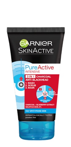 Garnier Skin Active PureActive Intensive 150ml 3in1 Charcoal kuoriva puhdistusnaamio