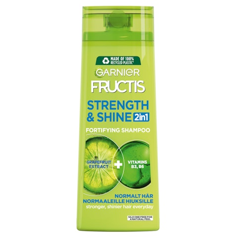 Garnier Fructis shampoo 400ml Strength & Shine 2in1 normaaleille hiuksille