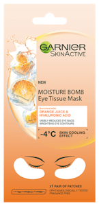 Garnier Skin Active Moisture Bomb Eye Tissue Mask 6g Orange Juice silmänalusnaamio, silmäpusseista v